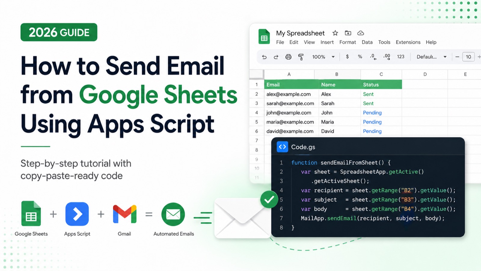 How to Send Email from Google Sheets Using Apps Script (2026 Guide)