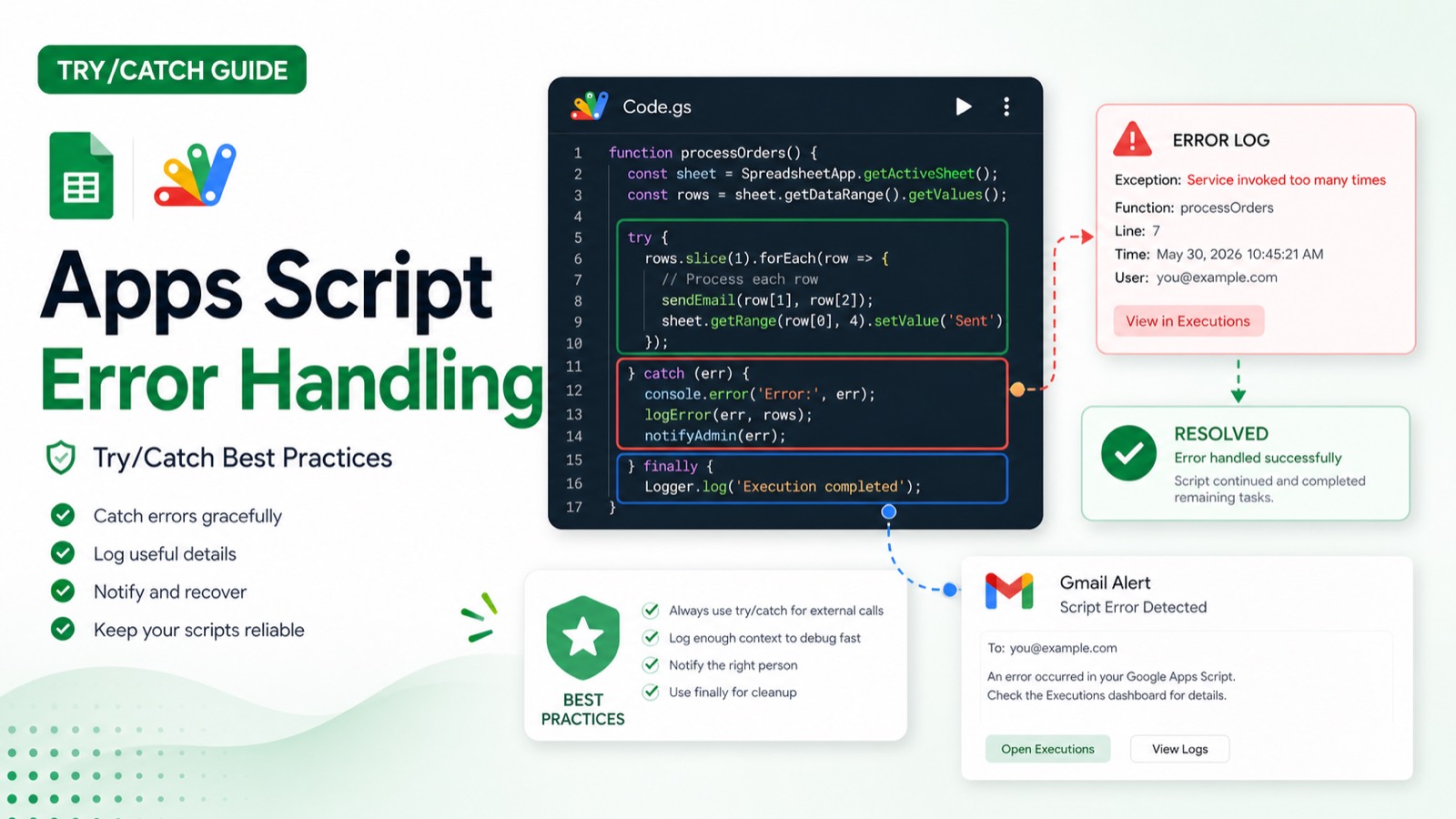 Google Apps Script Error Handling: Try/Catch Best Practices