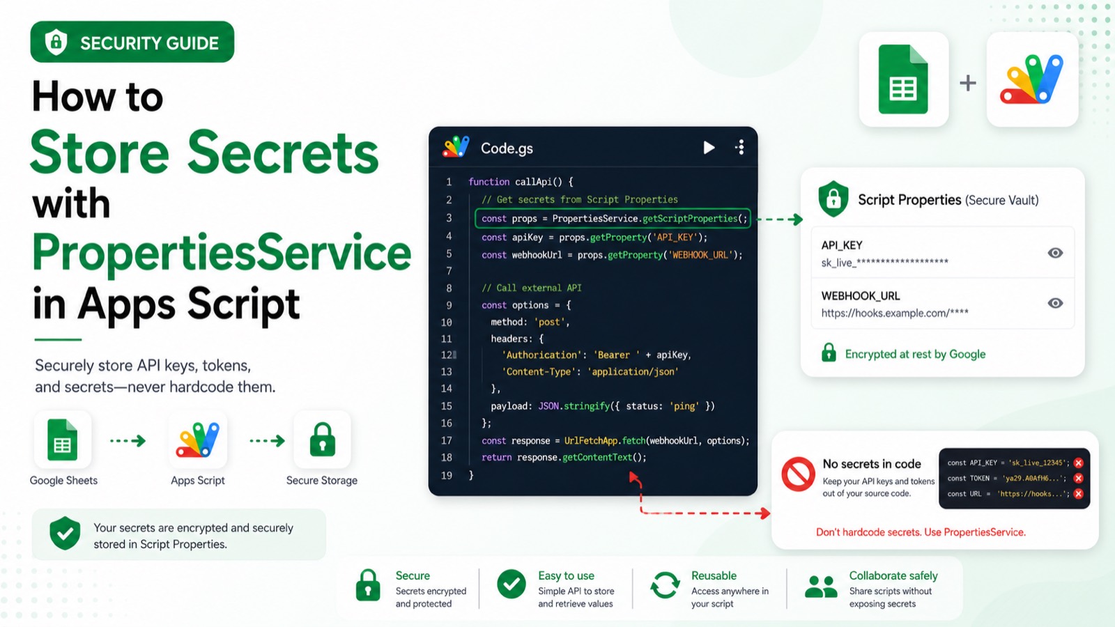 How to Use PropertiesService to Store Secrets in Apps Script