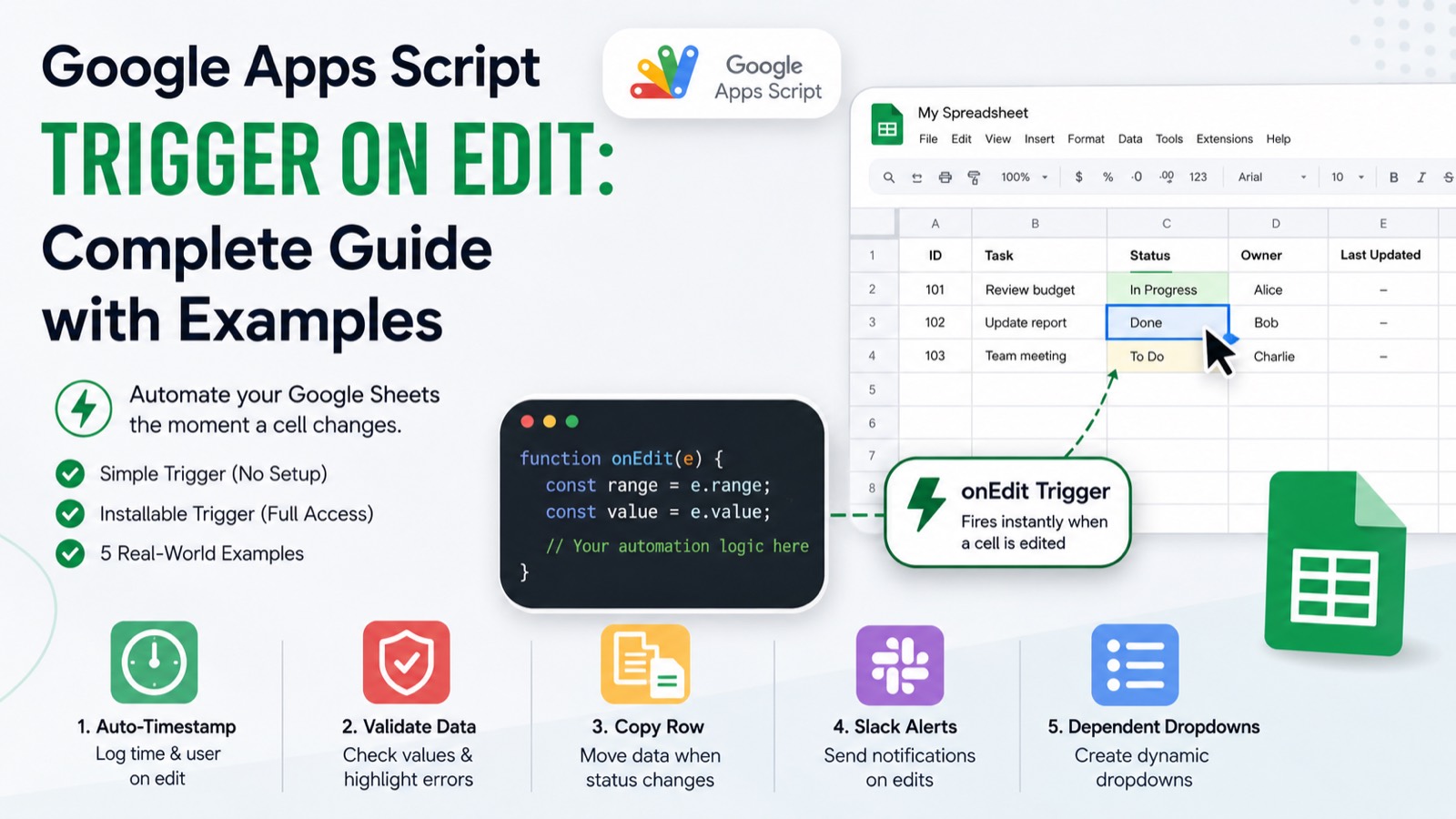 Google Apps Script Trigger on Edit: Complete Guide with Examples